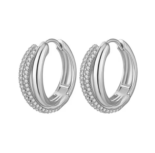 925 Sterling Silver Moissanite 0.005.ct Huggie Earrings