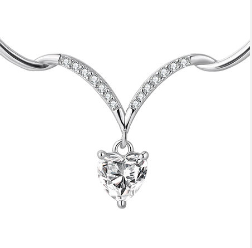 925 Sterling Silver 0.5ct Moissanite Heart Cut Necklace