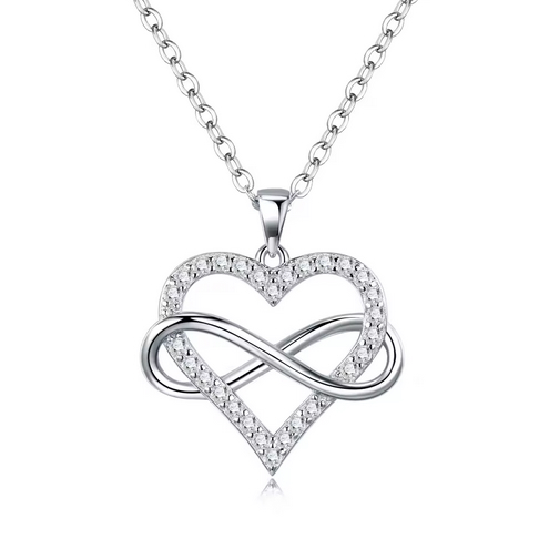 925 Sterling Silver Moissanite 0.02ct Infinity Heart Necklace