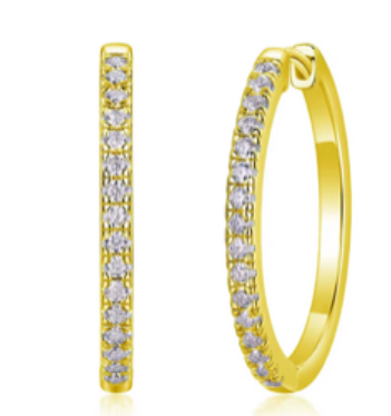 925 Sterling Silver Moissanite 0.015ct 18K Hoop Earrings