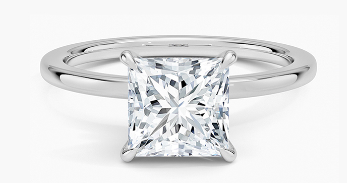 925 Sterling Silver Moissanite 2.0ct Princess Cut Solitaire Ring