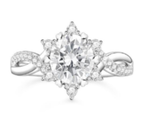 925 Sterling Silver Moissanite 1.0ct Flower Twist Band Ring