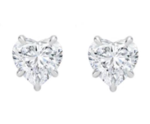 925 Sterling Silver Moissanite 1.0ct Heart Cut Earrings