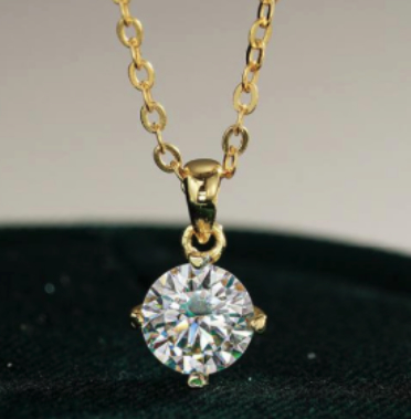 925 Sterling Silver Moissanite 3.0ct 18K Solitaire Necklace