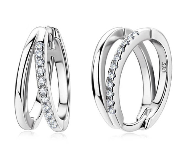 925 Sterling Silver Moissanite 0.005.ct Huggie Earrings