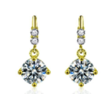 925 Sterling Silver Moissanite 0.5ct 18K Gold Plated Tassel Earrings