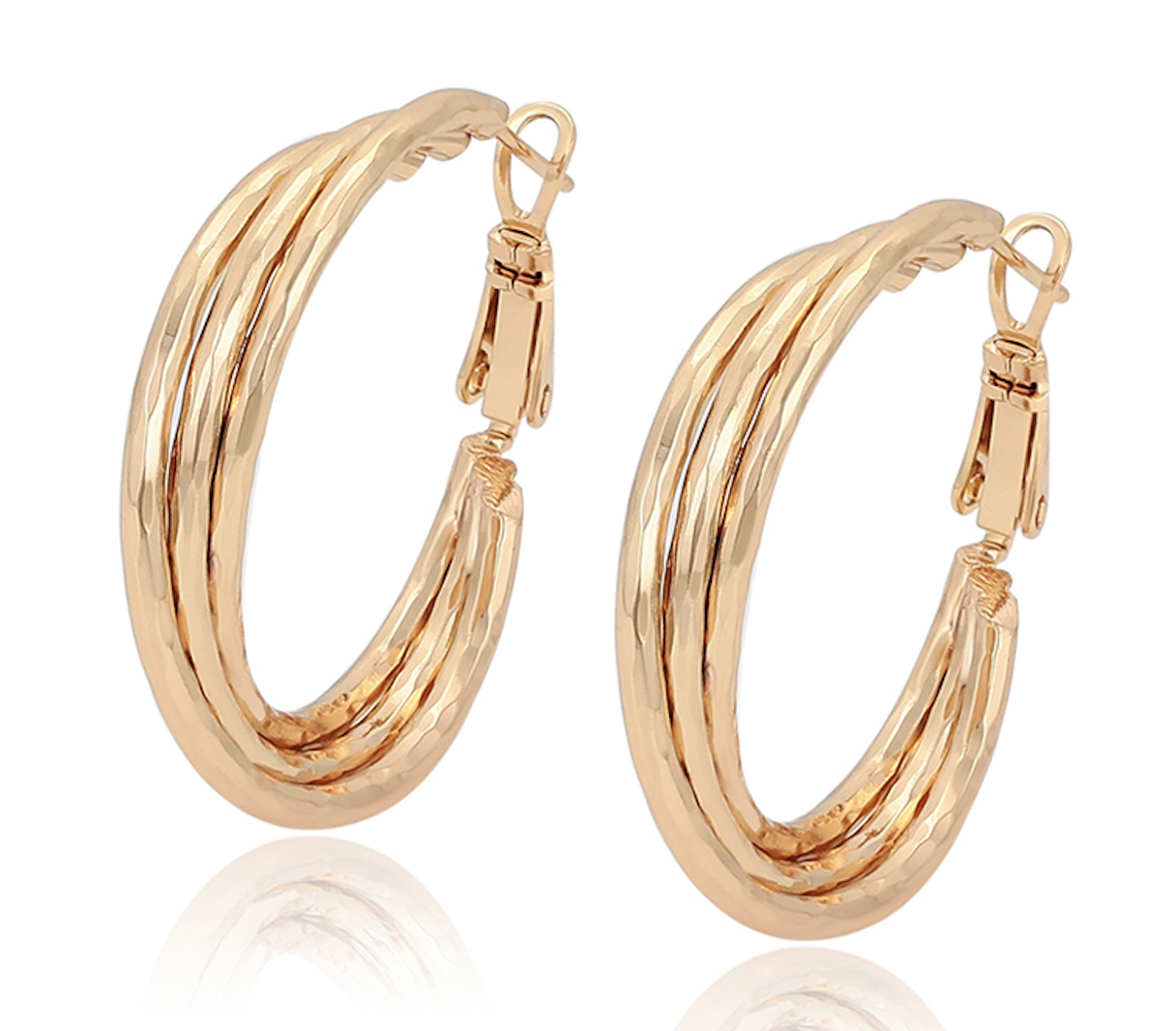 32.0mm 18K Gold Plated Triple Hoop Earrings