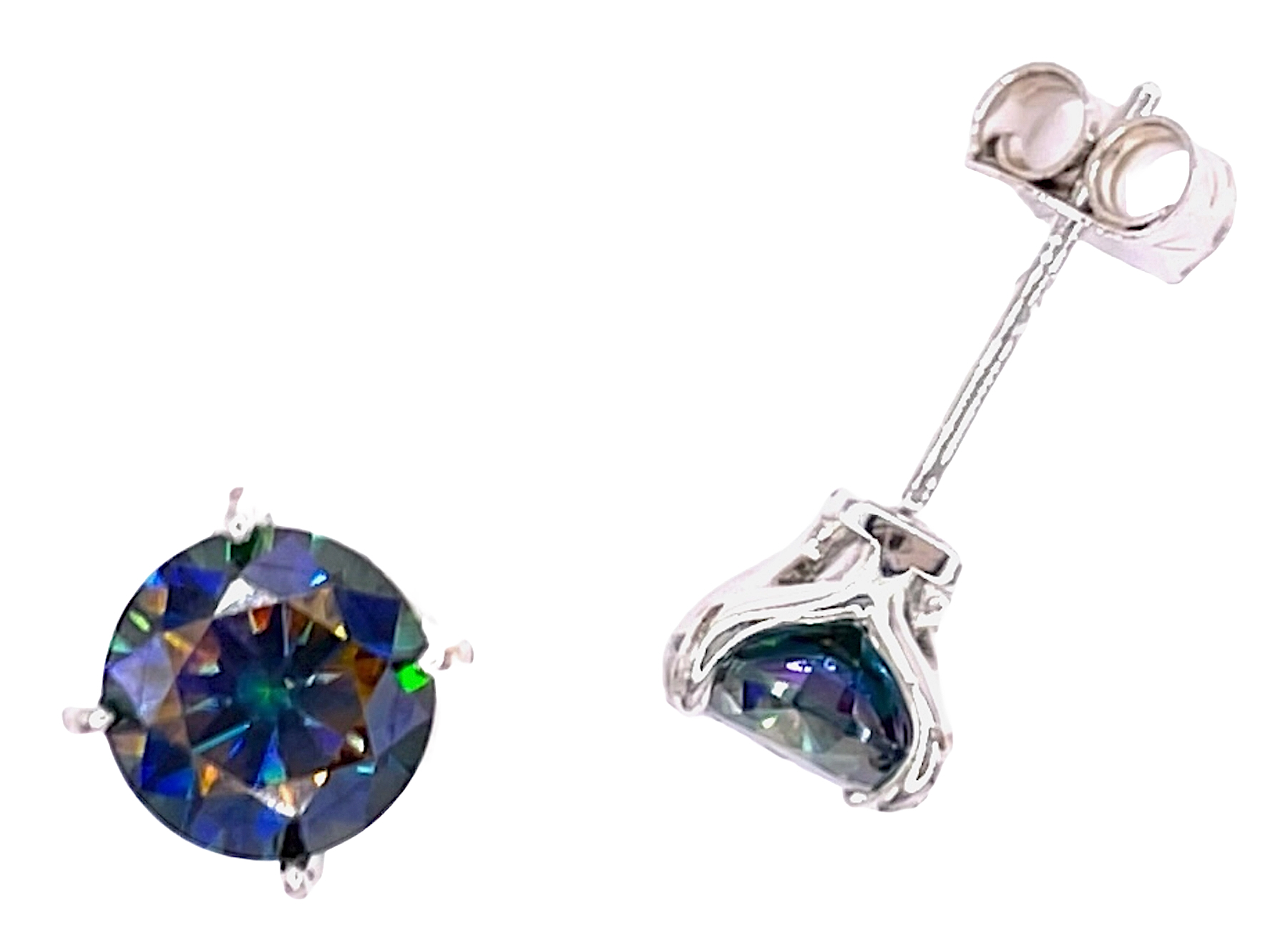 925 Sterling Silver 1.0ct Blue Moissanite Stud Earrings