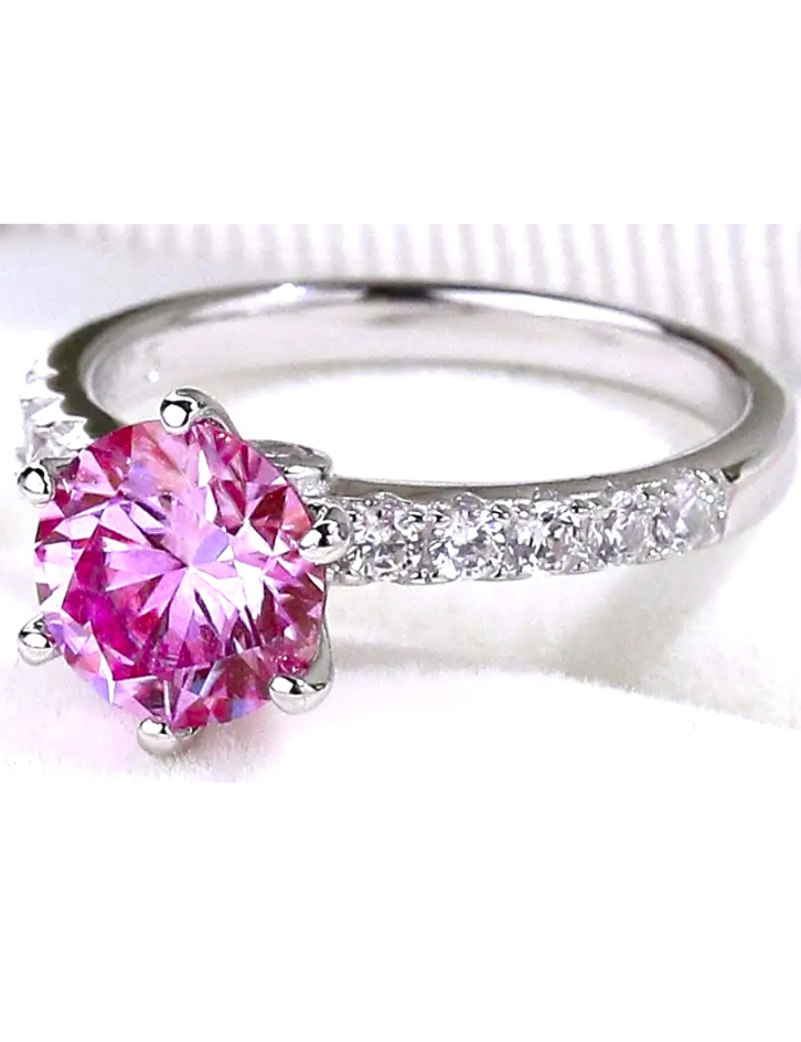 Moissanite Lab Diamond 2.0ct Pink Chanel Ring