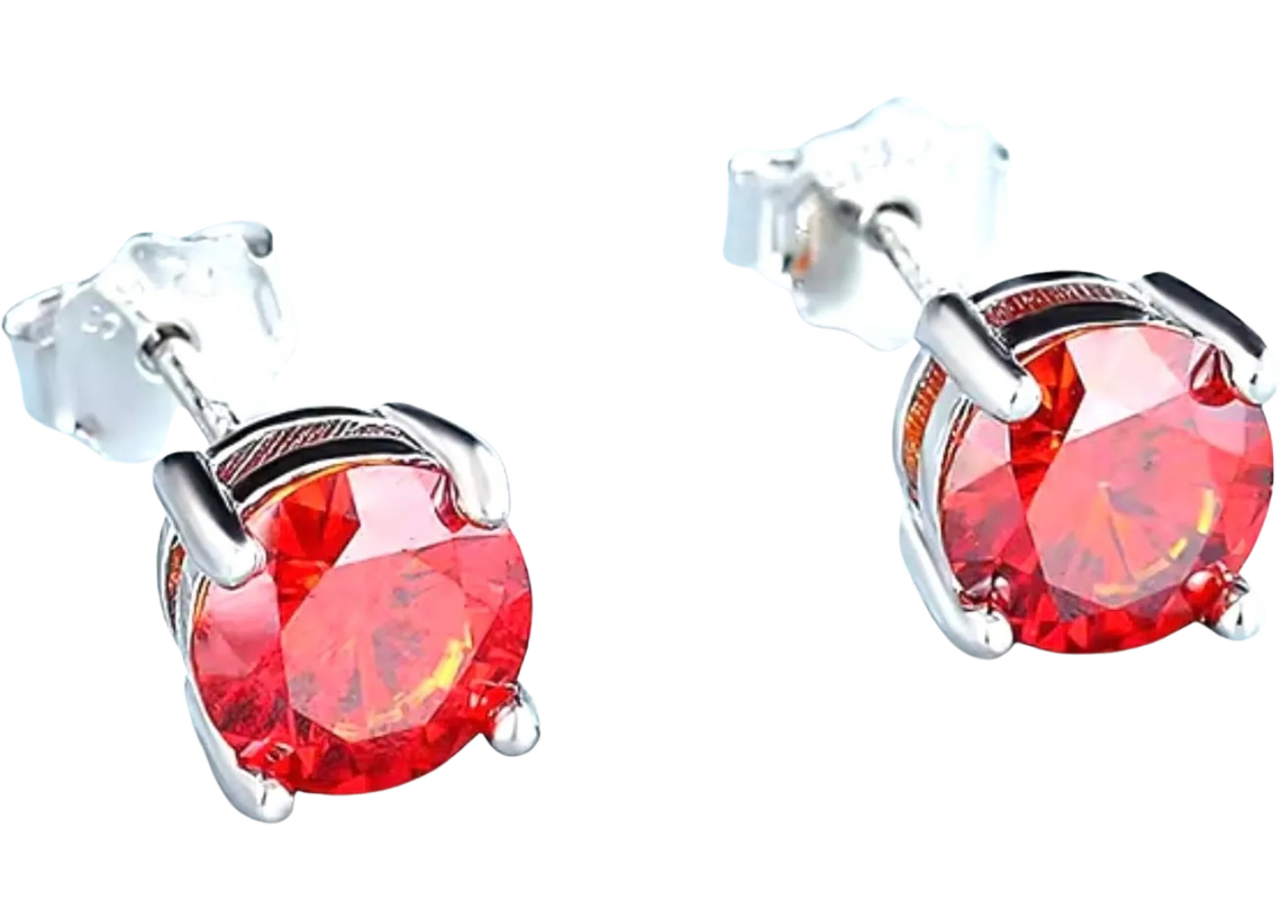 925 Sterling Silver 2.0ct Luxury Moissanite Lab Diamond Red Stud Earrings