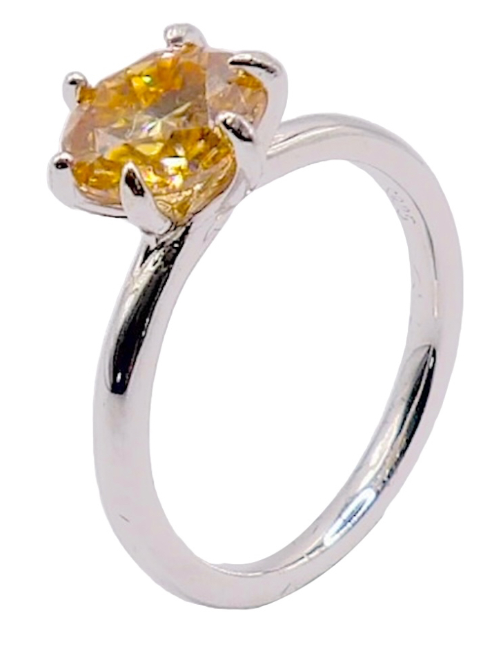 925 Sterling Silver 2.0ct Champagne Moissanite Ring
