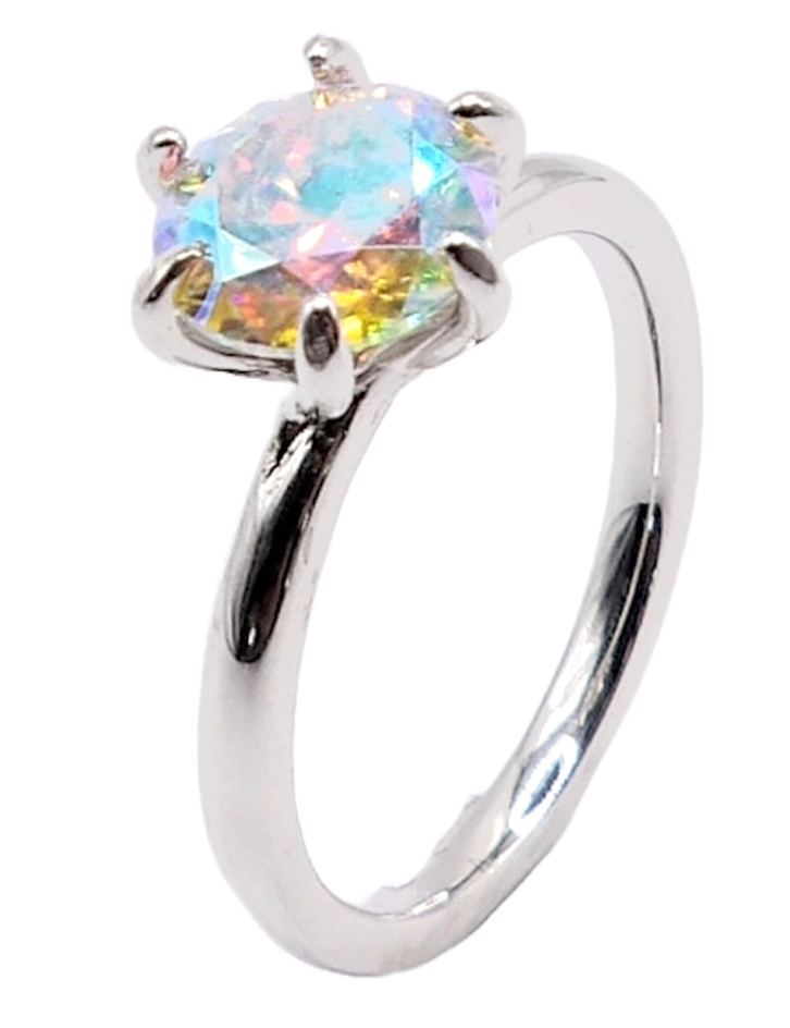 925 Sterling Silver Aurora Moissanite 2.0ct Ring