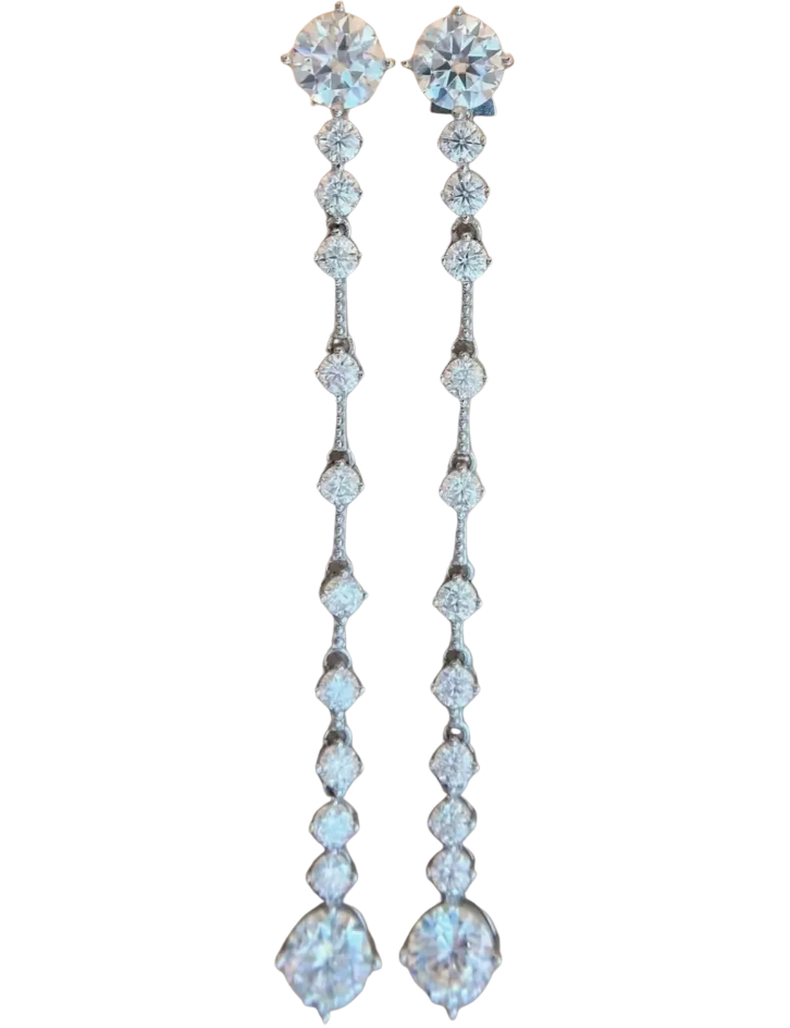 925 Sterling Silver Moissanite  (6.0tcw) 1.0ct Tassel Earrings