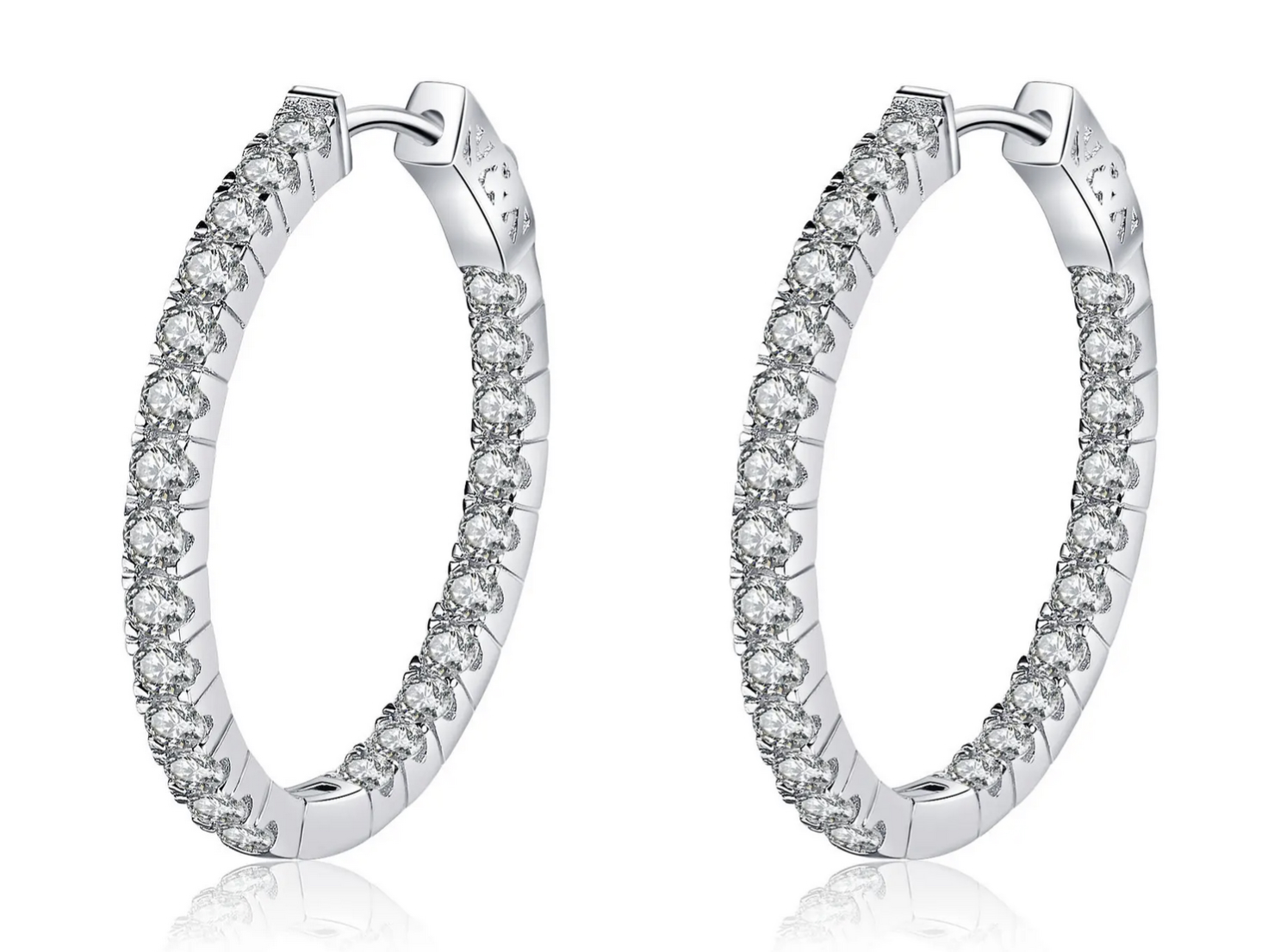 925 Sterling Silver Moissanite 0.06ct Hoop Earrings