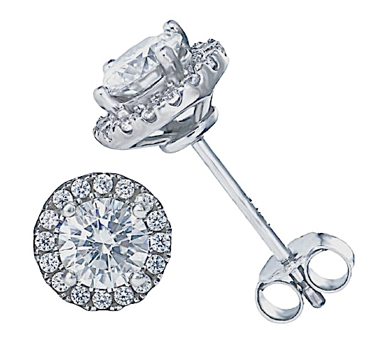 925 Sterling Silver Moissanite  0.5ct Halo Stud Earrings