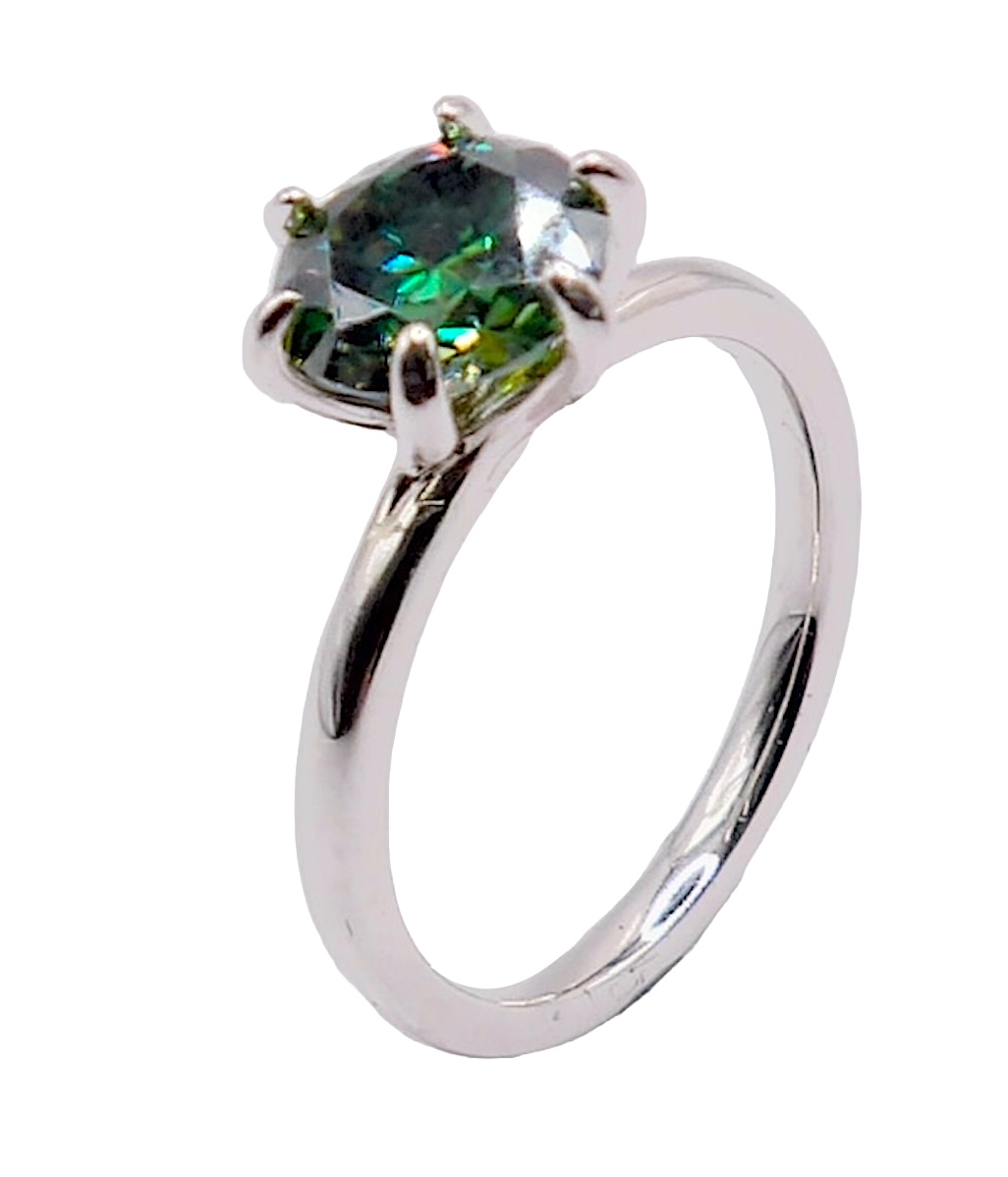 925 Sterling Silver Turquoise Moissanite Lab Diamond 2.0ct Ring