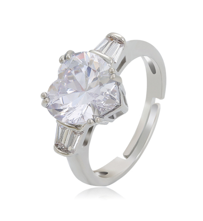 Heart Cut 1.25ct Platinum Plated Trinity Ring