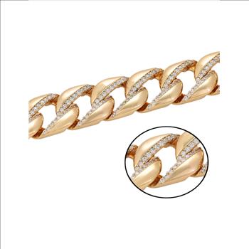 Iced Out 14.0mm 18K Gold Plated Cuban Link Bracelet