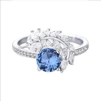 925 Sterling Silver Moissanite 1.0ct Blue Leaf Ring
