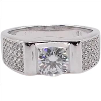 925 Sterling Silver Moissanite 1.0ct Couples Wedding Ring Set