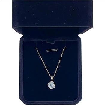 925 Sterling Silver Lab Created Aquamarine 1.0ct Heart Prong Necklace