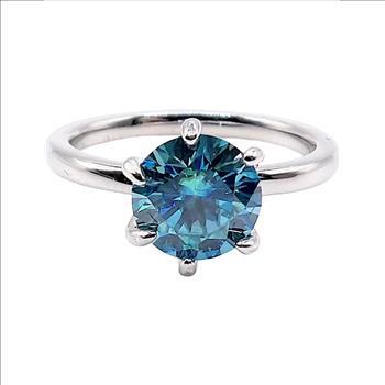 925 Sterling Silver Moissanite Ocean Blue 2.0ct Ring