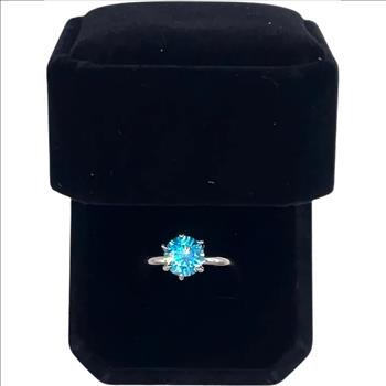 925 Sterling Silver Moissanite Ocean Blue 2.0ct Ring