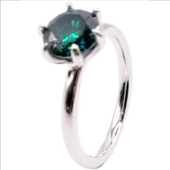925 Sterling Silver Moissanite 2.0ct Vivid Green Ring