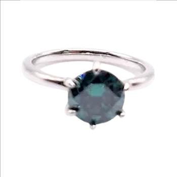 925 Sterling Silver Moissanite 2.0ct Vivid Green Ring