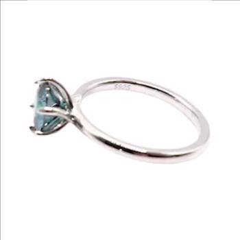 925 Sterling Silver Moissanite 2.0ct Vivid Green Ring