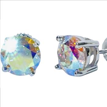 925 Sterling Silver Moissanite 2.0ct Aurora Stud Earrings.