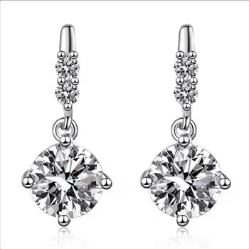 925 Sterling Silver Moissanite 1.0ct Dangle Earrings