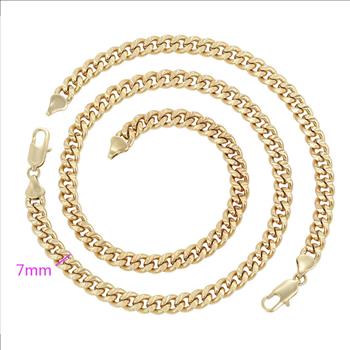 Cuban Link 7.0mm 14K Gold Plated Set