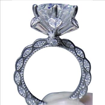 925 Sterling Silver Moissanite Lab Diamond 5.0ct Heart Prong Ring