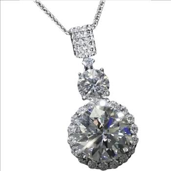 925 Sterling Silver Moissanite 10.0ct + 1.0ct Halo Necklace
