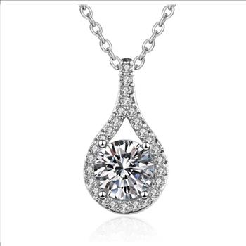 925 Sterling Silver 3.0ct Simulated Diamond Teardrop Necklace