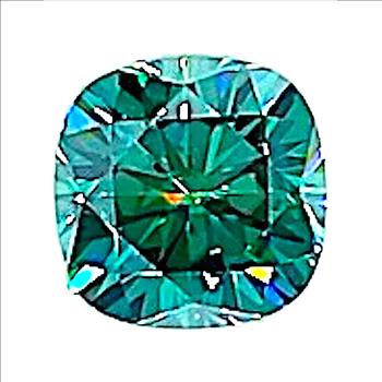 Moissanite Unmounted 3.0ct Vivid Green Cushion Cut Stone