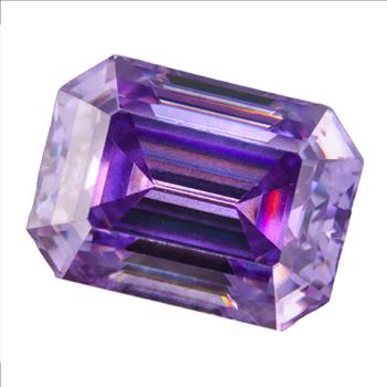 Moissanite Unmounted 1.0ct Light Purple Emerald Cut Stone