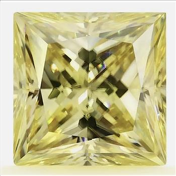 Moissanite Unmounted 3.0ct Lemon Yellow Princess Cut Stone