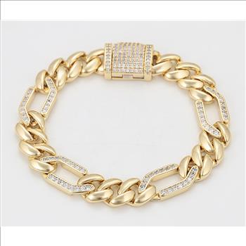 10.0mm 14K Gold Plated Iced Out Cuban Link Bracelet