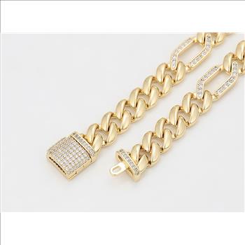 10.0mm 14K Gold Plated Iced Out Cuban Link Bracelet