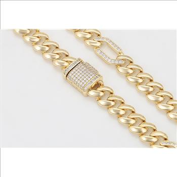 10.0mm 14K Gold Plated Iced Out Cuban Link Bracelet