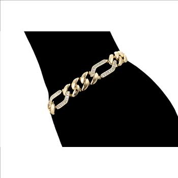 10.0mm 14K Gold Plated Iced Out Cuban Link Bracelet