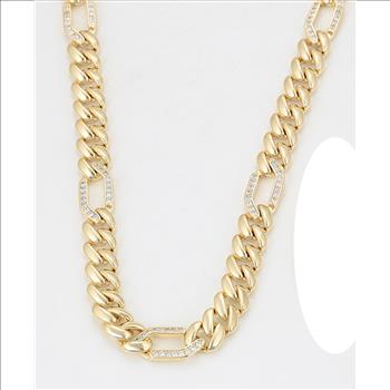 10.0mm 14K Gold Plated Iced Out Cuban Link Necklace