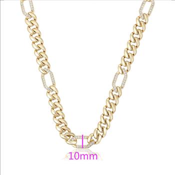 10.0mm 14K Gold Plated Iced Out Cuban Link Necklace