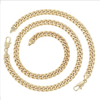 Cuban Link 7.0mm 14K Gold Plated Set