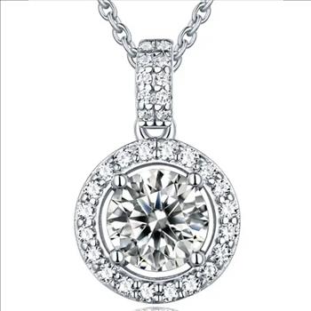 925 Sterling Silver 4.0ct Simulated Diamond Halo Necklace