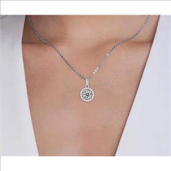 925 Sterling Silver 4.0ct Simulated Diamond Halo Necklace