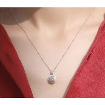 925 Sterling Silver 4.0ct Simulated Diamond Halo Necklace