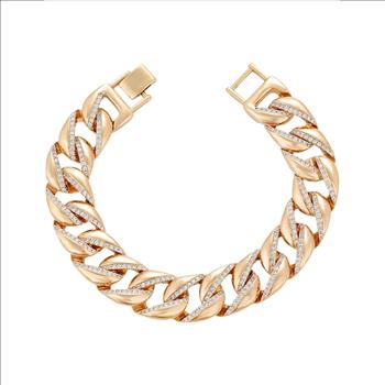 Iced Out 14.0mm 18K Gold Plated Cuban Link Bracelet